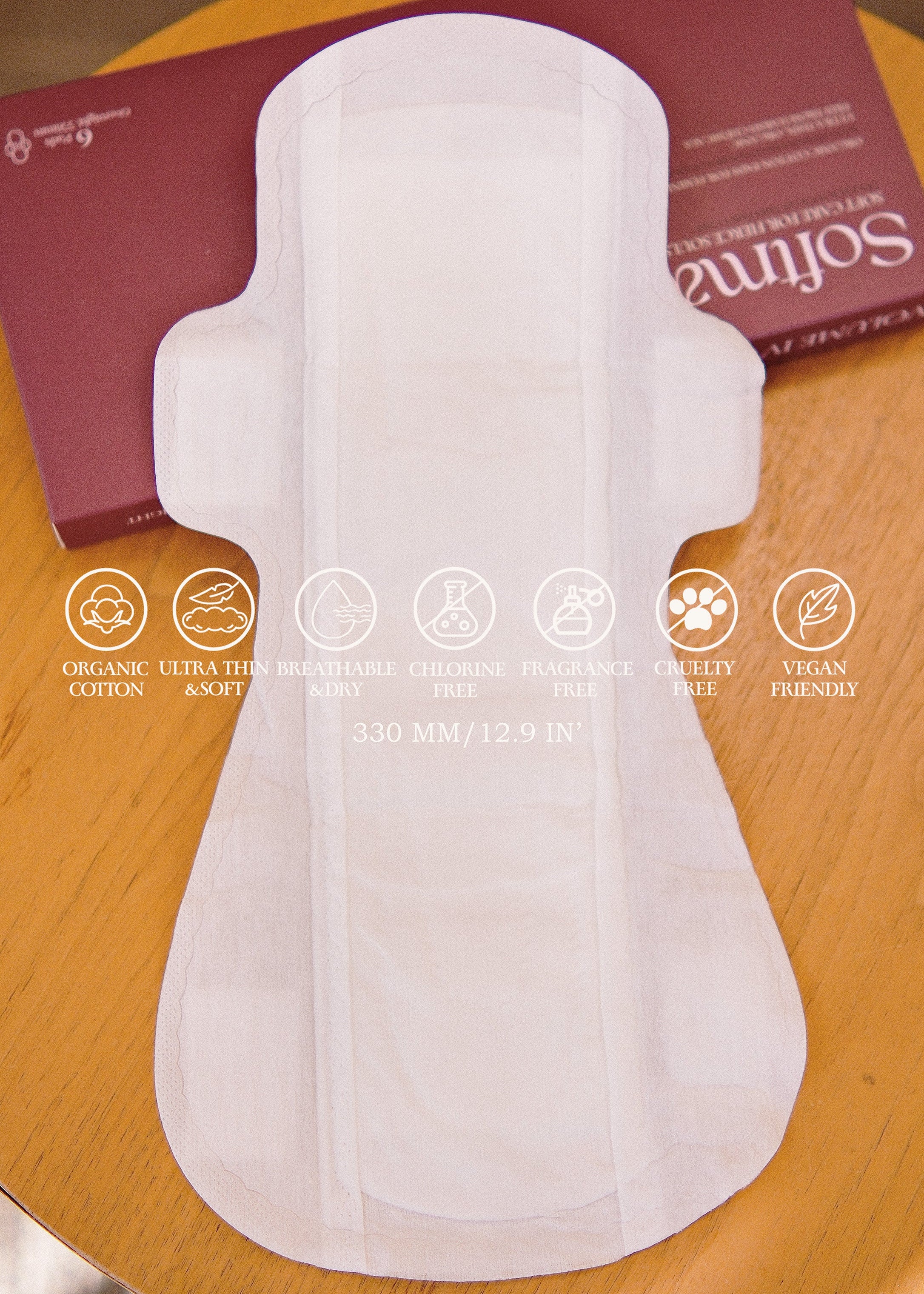 Brickveil Overnight Organic Cotton Pads, 6 Counts